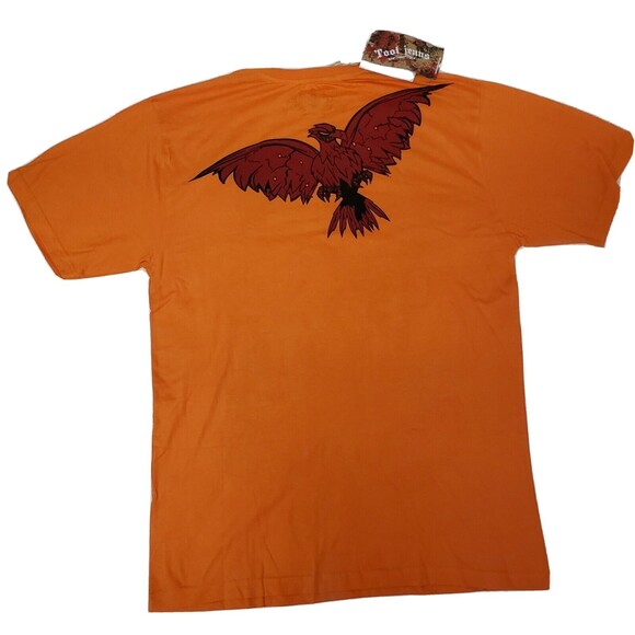 Y2K TOOL JEANS Size 2XL Y2K Orange Embellished Embroidered Beads T-shirt Tee - Picture 2 of 10